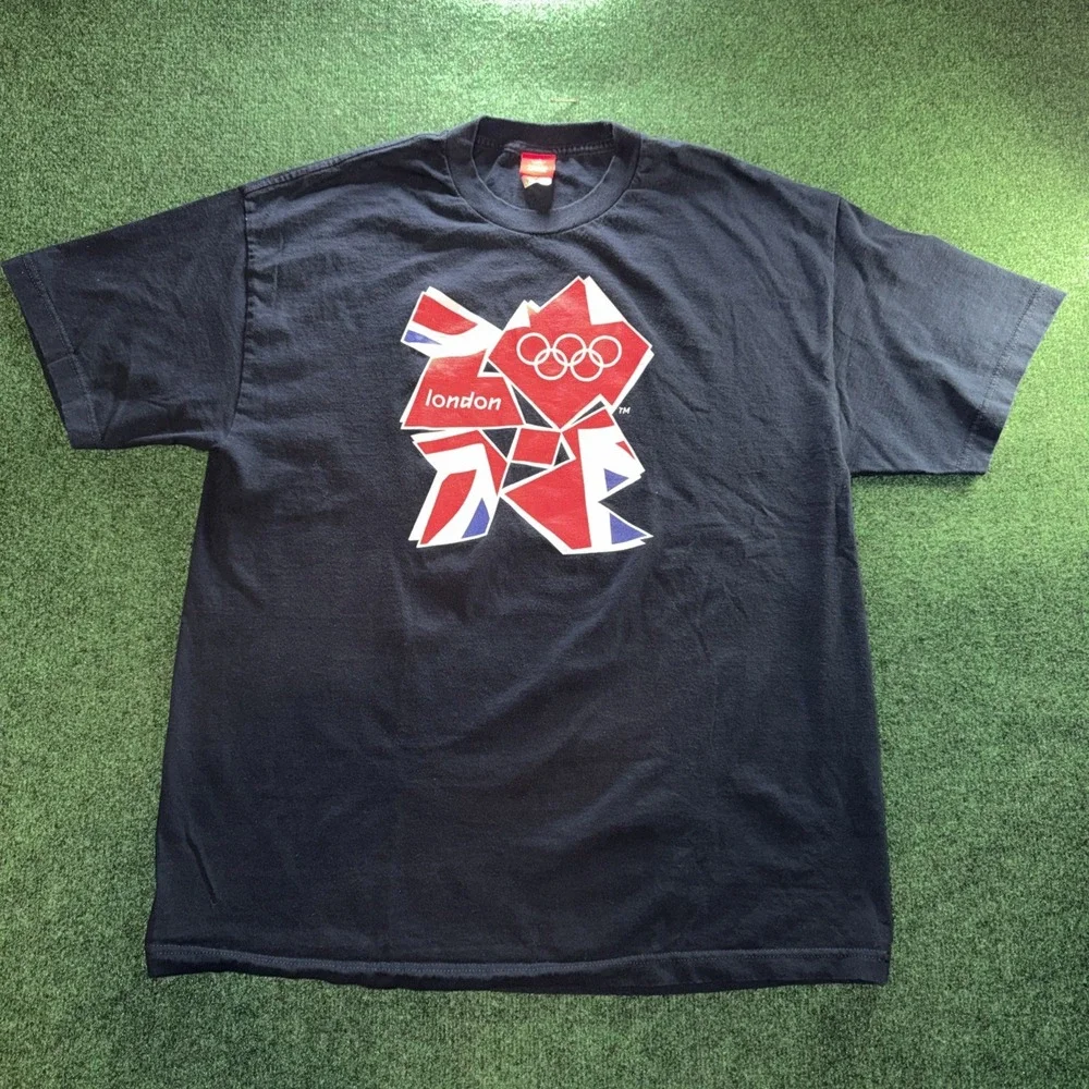 London Olympics 2012 T Shirt Logo & Rings Adidas Blue Size XL